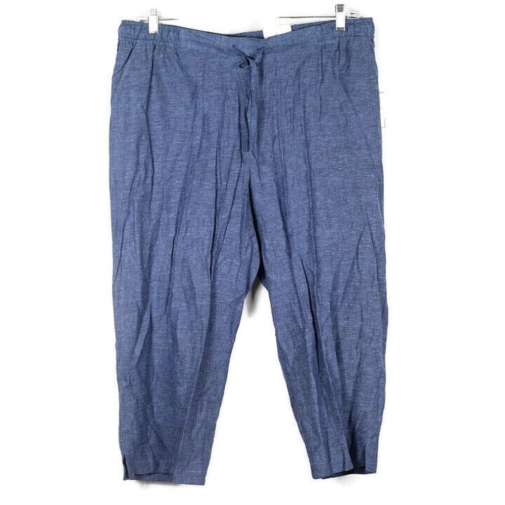 Sag Harbor Blue Women's Pants Elastic Waist Drawstring 1X 026